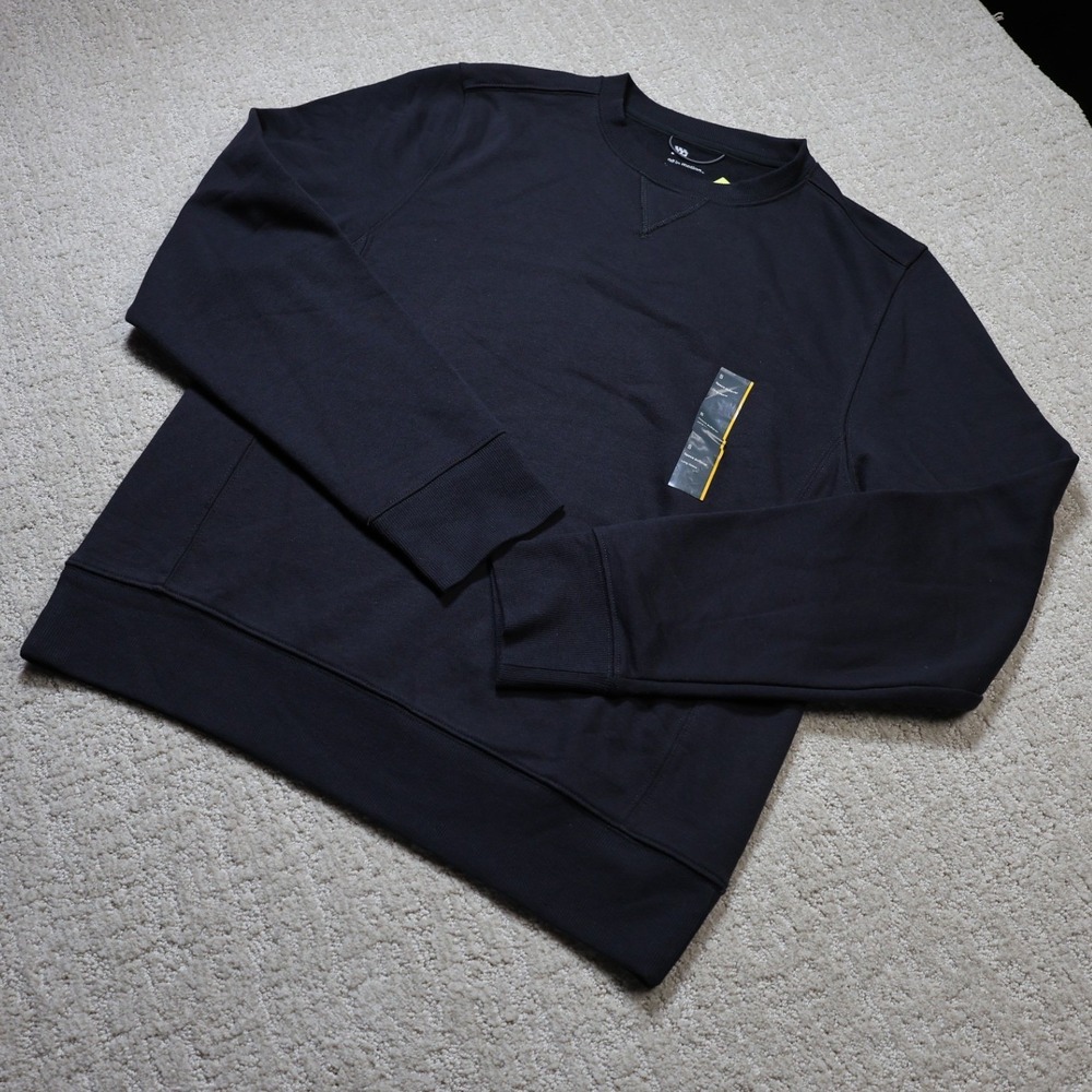 All In Motion Mens Fleece Crew Sweatshirt Black Long Sleeve Pullover S F00433284